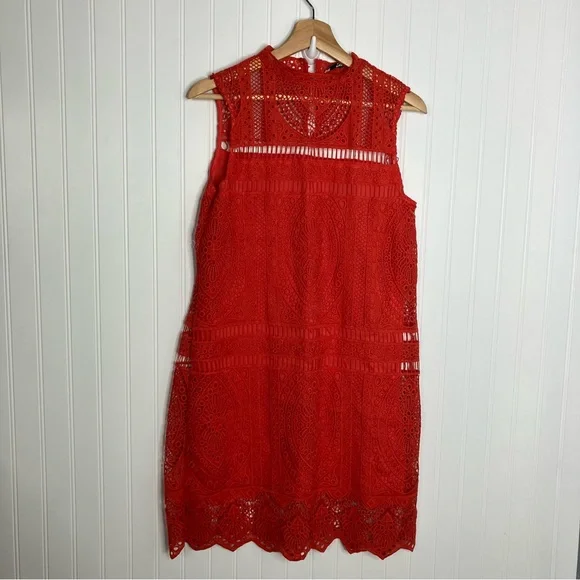 Mango | Dresses | Mng Mango Dress Small Orange Lace Crochet Sleeveless  Summer Party Wedding | Poshmark